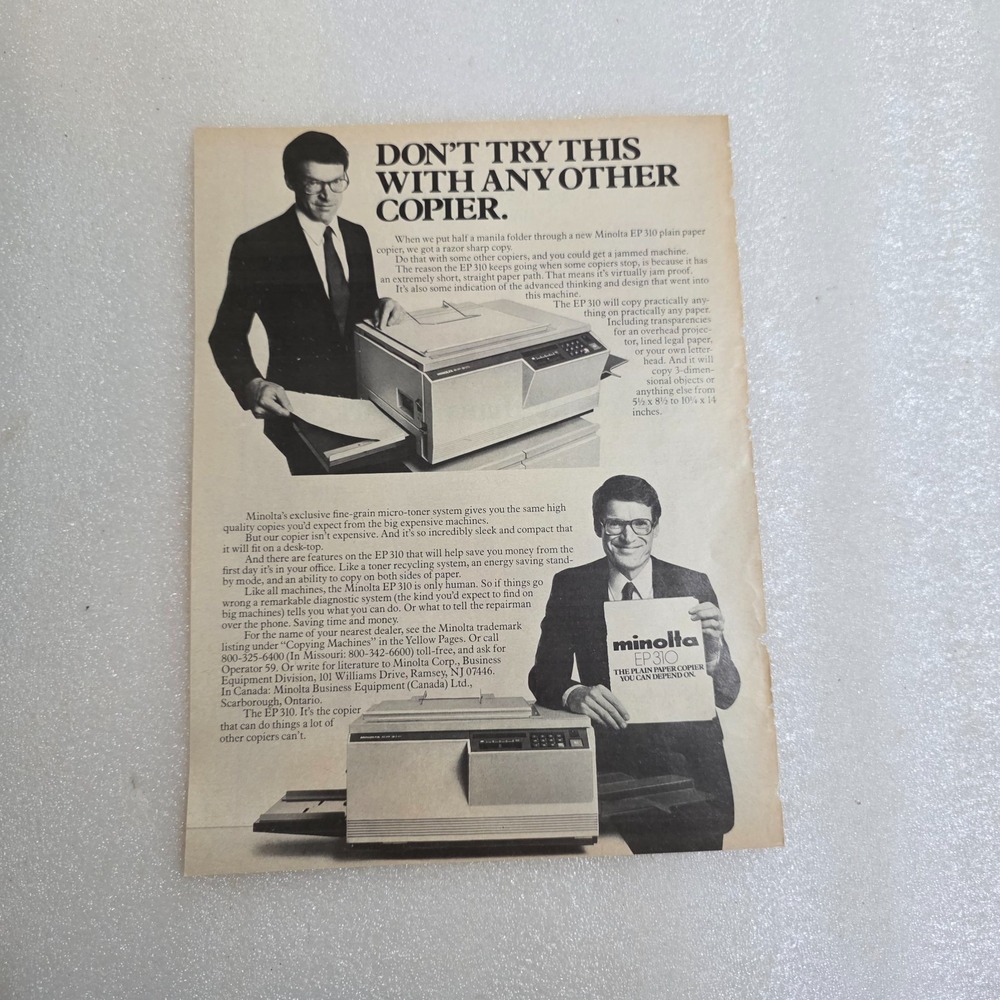Vintage Print Ad Minolta EP 310 copier machine B&W 8x10.5 1979